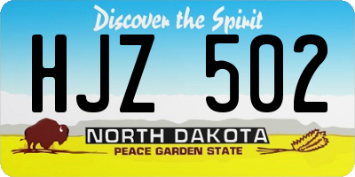 ND license plate HJZ502