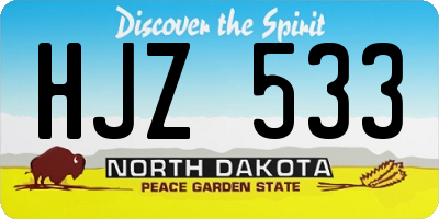 ND license plate HJZ533