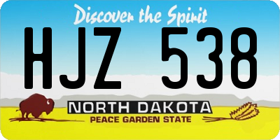 ND license plate HJZ538