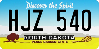 ND license plate HJZ540