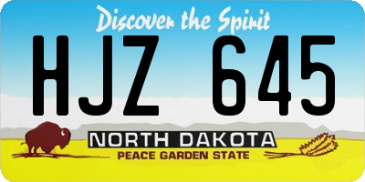 ND license plate HJZ645