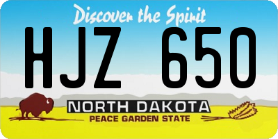 ND license plate HJZ650