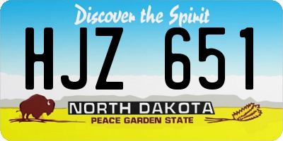 ND license plate HJZ651