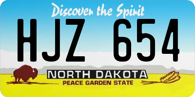 ND license plate HJZ654