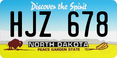 ND license plate HJZ678