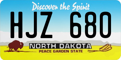 ND license plate HJZ680