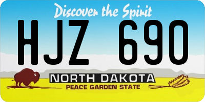 ND license plate HJZ690