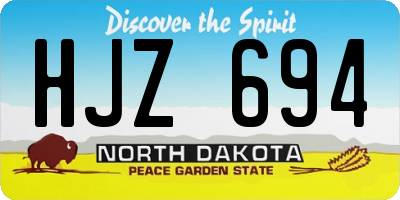 ND license plate HJZ694