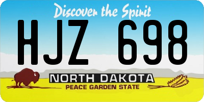 ND license plate HJZ698