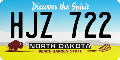 ND license plate HJZ722