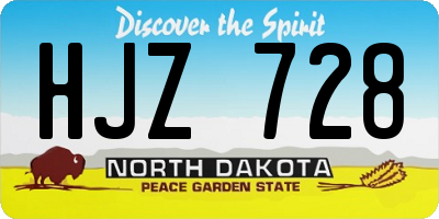 ND license plate HJZ728