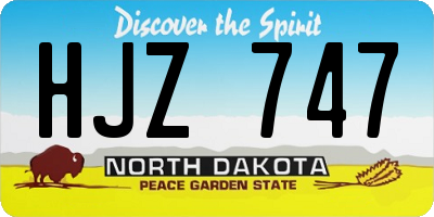 ND license plate HJZ747