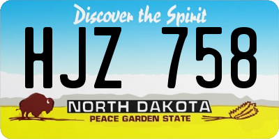 ND license plate HJZ758