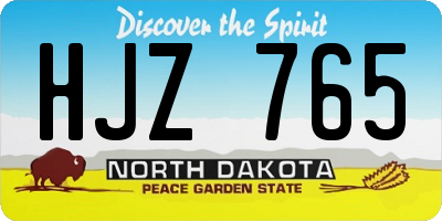 ND license plate HJZ765