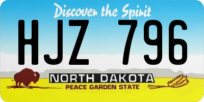 ND license plate HJZ796