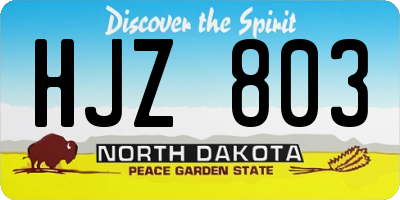 ND license plate HJZ803