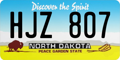 ND license plate HJZ807