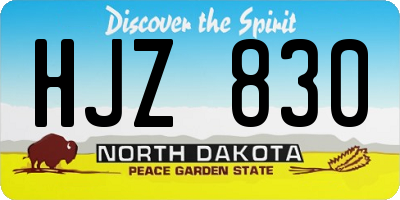 ND license plate HJZ830