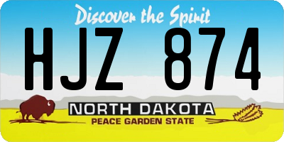 ND license plate HJZ874