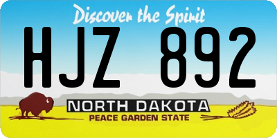 ND license plate HJZ892