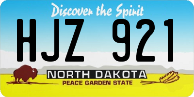 ND license plate HJZ921
