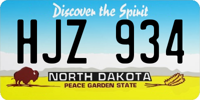 ND license plate HJZ934