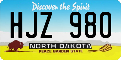 ND license plate HJZ980