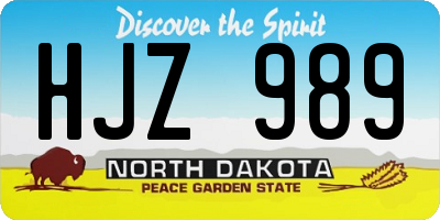 ND license plate HJZ989