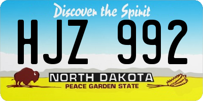 ND license plate HJZ992