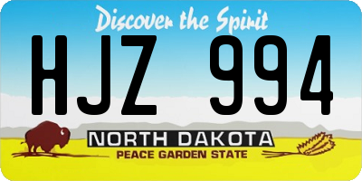 ND license plate HJZ994