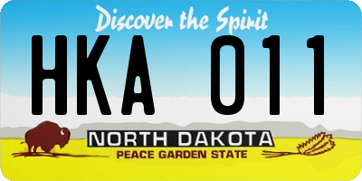 ND license plate HKA011