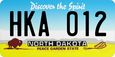 ND license plate HKA012
