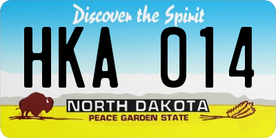 ND license plate HKA014