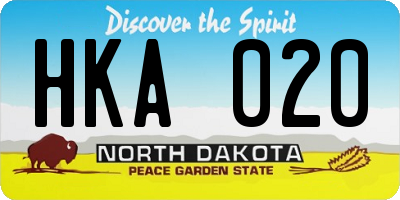 ND license plate HKA020