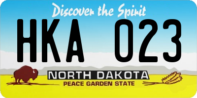 ND license plate HKA023