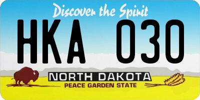 ND license plate HKA030