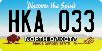 ND license plate HKA033