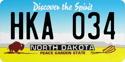ND license plate HKA034