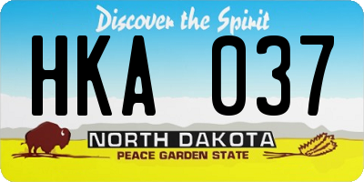 ND license plate HKA037