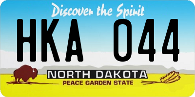 ND license plate HKA044