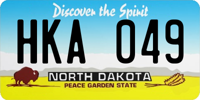 ND license plate HKA049