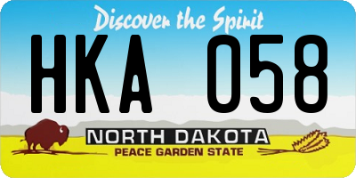ND license plate HKA058