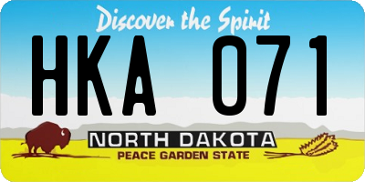 ND license plate HKA071