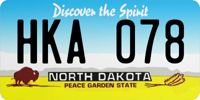 ND license plate HKA078