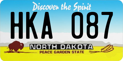 ND license plate HKA087