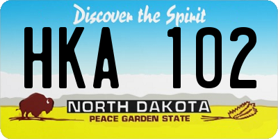 ND license plate HKA102