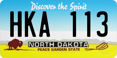 ND license plate HKA113