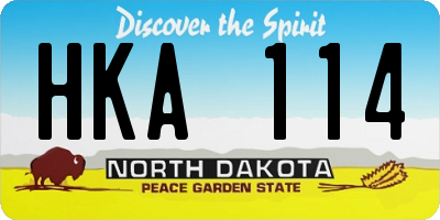 ND license plate HKA114