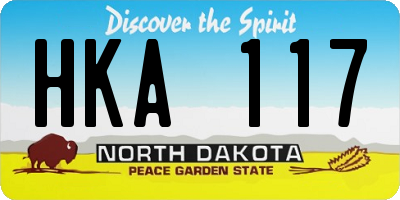 ND license plate HKA117