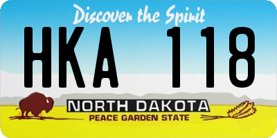 ND license plate HKA118